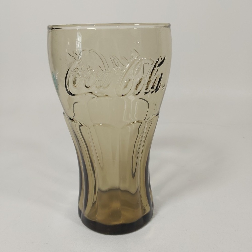 Vintage Coca-Cola Drinking Glass Amber Colored‎ 6" Tall
